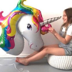 Helium ballon (leeg) unicorn / eenhoorn regenboog