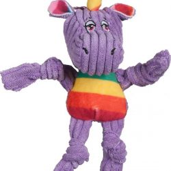 Hugglehounds Unicorn Knottie Large Paars&Regenboog - Hondenspeelgoed - 40x20cm