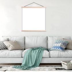 Illustratie van een eenhoorn met een boos gezicht schoolplaat platte latten blank 120x90 cm - Foto print op textielposter (wanddecoratie woonkamer/slaapkamer)