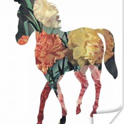 Illustratie van een kunstwerk van een eenhoorn poster 60x80 cm - Foto print op Poster (wanddecoratie woonkamer / slaapkamer) / Wilde dieren Poster