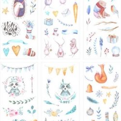 JDBOS ® Bullet journal stickers set – Unicorn - Vossen - Dieren – 6 vellen - Scrapbook accessoires
