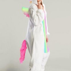 KIMU Onesie Pegasus kinder pak eenhoorn wit regenboog unicorn - maat 146-152 - eenhoornpak jumpsuit pyjama