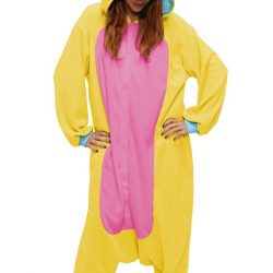 KIMU Onesie eenhoorn kinder pak unicorn geel - maat 128-134 - eenhoornpak jumpsuit pyjama