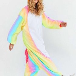 KIMU Onesie eenhoorn pak regenboog unicorn baby pakje - maat 68-74 - eenhoornpakje romper pyjama