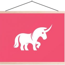 Kinderillustratie eenhoorn symbool textielposter latten blank 60x45 cm - Foto print op schoolplaat (wanddecoratie woonkamer/slaapkamer)