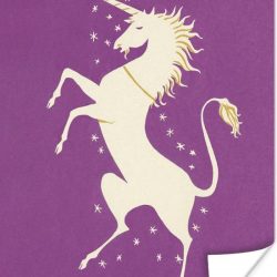 Kinderillustratie elegante eenhoorn poster papier 120x160 cm - Foto print op Poster (wanddecoratie woonkamer / slaapkamer) XXL / Groot formaat!
