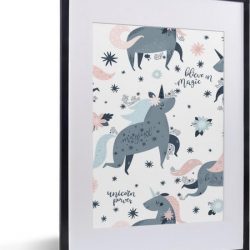 Kinderillustratie met een patroon van eenhoorns 30x40 cm - klein