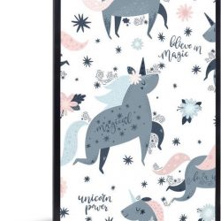Kinderillustratie met een patroon van eenhoorns 80x120 cm