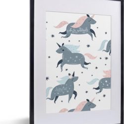 Kinderillustratie met een patroon van eenhoorns en sterren 30x40 cm - klein