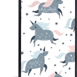 Kinderillustratie met een patroon van eenhoorns en sterren 40x60 cm
