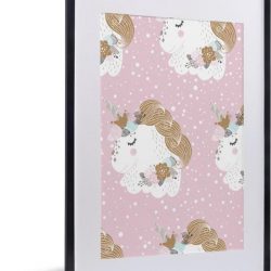 Kinderillustratie met een roze patroon van eenhoorns 40x60 cm