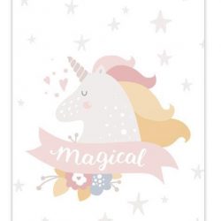 Kinderillustratie van een eenhoorn met de quote Magical 40x60 cm
