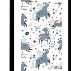 Kinderpatroon met eenhoorns en quotes over magie 80x120 cm
