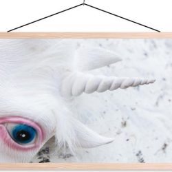 Masker van een eenhoorn schoolplaat platte latten blank 90x60 cm - Foto print op textielposter (wanddecoratie woonkamer/slaapkamer)