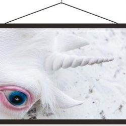 Masker van een eenhoorn schoolplaat platte latten zwart 120x80 cm - Foto print op textielposter (wanddecoratie woonkamer/slaapkamer)