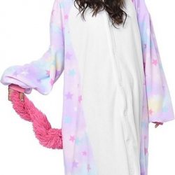 Metamorph GmbH - Pastelkleurig sterren eenhoorn Kigurumi pak voor volwassenen - M / L - Volwassenen kostuums