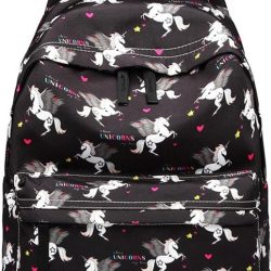 Miss Lulu Rugzak - Schooltas - Schoolrugzak Unicorn - Unisex/Jongens/Meisjes - Zwart (E1401 UN-BK)