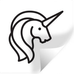 Muursticker Eenhoorn illustratie - Een illustratie van een witte eenhoorn - 80x80 cm - zelfklevend plakfolie - herpositioneerbare muur sticker