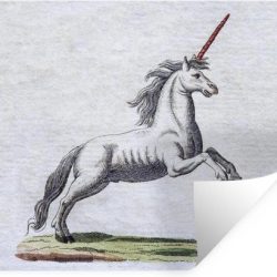 Muursticker Kinderillustratie Unicorn - Kinderillustratie eenhoorn illustratie - 160x120 cm - zelfklevend plakfolie - herpositioneerbare muur sticker XXL / Groot formaat!