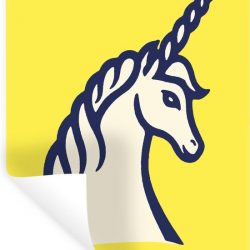 Muursticker Kinderillustratie Unicorn - Kinderillustratie eenhoornicoon - 30x40 cm - zelfklevend plakfolie - herpositioneerbare muur sticker