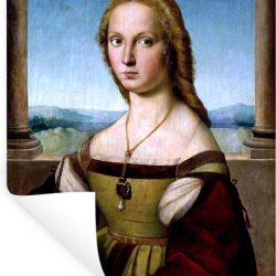 Muursticker Rafaël - Portretten - Portret van de dame met de eenhoorn - Schilderij van Rafaël - 30x40 cm - zelfklevend plakfolie - herpositioneerbare muur sticker