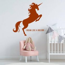 Muursticker Unicorn -  Bruin -  80 x 80 cm  -  slaapkamer    engelse teksten  baby en kinderkamer  dieren - Muursticker4Sale
