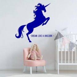 Muursticker Unicorn -  Donkerblauw -  120 x 120 cm  -  slaapkamer    engelse teksten  baby en kinderkamer  dieren - Muursticker4Sale
