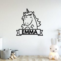 Muursticker Unicorn Met Naam - Default -  -  baby en kinderkamer    naam stickers  dieren - Muursticker4Sale