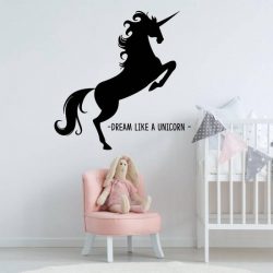 Muursticker Unicorn -  Zwart -  120 x 120 cm  -  slaapkamer    engelse teksten  baby en kinderkamer  dieren - Muursticker4Sale