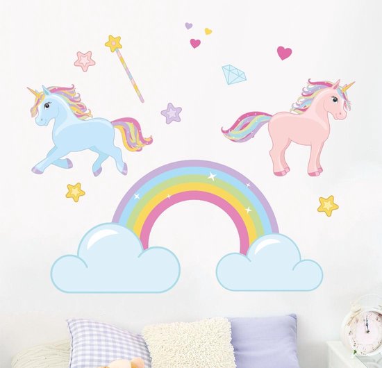 Muursticker Eenhoorn Met Naam - Roze - 120 x 97 cm - baby en kinderkamer naam stickers dieren Muursticker Eenhoorn Met Naam - Roze - 120 x 97 cm - baby en kinderkamer naam stickers dieren