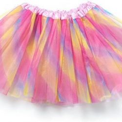 Regenboog tutu rok lichtroze - maat S-M-L - eenhoorn unicorn gekleurde tule rokje petticoat