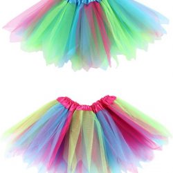 Regenboog tutu rokje blauw - maat 110 116 128 134 140 146 - eenhoorn unicorn ballet turnen gekleurde tule rok petticoat