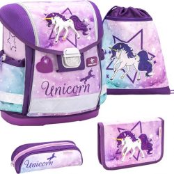 Rugtas unicorn - rugzak eenhoorn set - 36 x 32 x 19 cm - veilig reflecterend - 3 vakken luxe schooltas Meisjes - rugtas paarden - incl. gymtas