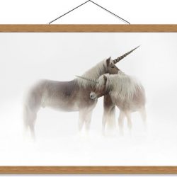 Schoolplaat – Eenhoorn Koppel - 60x40cm Foto op Textielposter (Wanddecoratie op Schoolplaat)