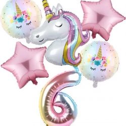 Set van 6 Stuks Unicorn / Eenhoorn ballonnen Verjaardagsfeestje Decoraties ( 6 jaar)
