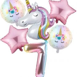 Set van 6 Stuks Unicorn / Eenhoorn ballonnen Verjaardagsfeestje Decoraties ( 7 jaar)