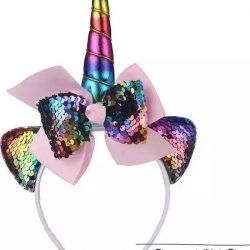 Snoes * Eenhoorn Diadeem voor Kinderen met strik en Glitters * Regenboog * Rainbow * Unicorn * Uitdeel Kado Cadeau * Verjaardag * Unicorn Haarband