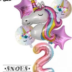 * Snoes * Unicorn * Eenhoorn * Set van 6 Ballonnen XL * Unicorn Nummer 2 * Tweede verjaardag * Hoera 2 Jaar * Birthday