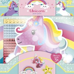 Totum Unicorn Pixelpaint -  metallic mozaïekset - 3 vormkaarten met eenhoorn- en regenboogthema