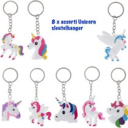 Traktatie Uitdeelcadeautjes Kinderen-8 x Unicorn Sleutelhanger-Grabbelton Cadeautjes-Klein Speelgoed