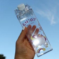 Transparante Drinkfles UNICORN sticker- Melkfles – drinkflessen – drinkfles volwassenen