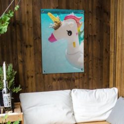 Tuinposter Eenhoorns - Opblaasbare eenhoorn 60x90 cm - Tuindoek/Buitencanvas/Schilderijen voor buiten (tuin decoratie)