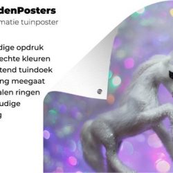 Tuinposter Eenhoorns - Wit eenhoorn ornament 180x120 cm - Tuindoek/Buitencanvas/Schilderijen voor buiten (tuin decoratie) XXL / Groot formaat!