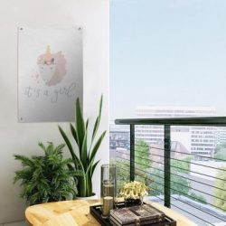 Tuinposter Illustratie voor kinderen - CM - Kinderillustratie van een eenhoorn met de quote It's a girl tuinposter los doek 40x60 cm - Tuindoek/Buitencanvas/Schilderijen voor buiten (tuin decoratie)