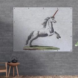 Tuinposter Kinderillustratie Unicorn - Kinderillustratie eenhoorn illustratie 160x120 cm - Tuindoek/Buitencanvas/Schilderijen voor buiten (tuin decoratie) XXL / Groot formaat!