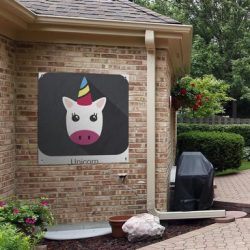 Tuinposter Kinderillustratie Unicorn - Kinderillustratie eenhoorn logo 100x100 cm - Tuindoek/Buitencanvas/Schilderijen voor buiten (tuin decoratie) XXL / Groot formaat!