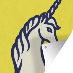Tuinposter Kinderillustratie Unicorn - Kinderillustratie eenhoornicoon 120x160 cm - Tuindoek/Buitencanvas/Schilderijen voor buiten (tuin decoratie) XXL / Groot formaat!