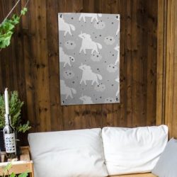 Tuinposter Kinderkamer Patroon - CM - Kinderpatroon met eenhoorns tuinposter los doek 60x90 cm - Tuindoek/Buitencanvas/Schilderijen voor buiten (tuin decoratie)