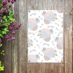 Tuinposter Kinderkamer Patroon - CM - Kinderpatroon met slapende eenhoorns tuinposter los doek 60x90 cm - Tuindoek/Buitencanvas/Schilderijen voor buiten (tuin decoratie)