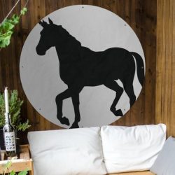 Tuinposter rond Eenhoorn illustratie - Een illustratie van een zwarte eenhoorn Tuinposter - Ronde tuinposter Ø 120 cm - Tuindoek/Buitencanvas/Schilderijen voor buiten (tuin decoratie)